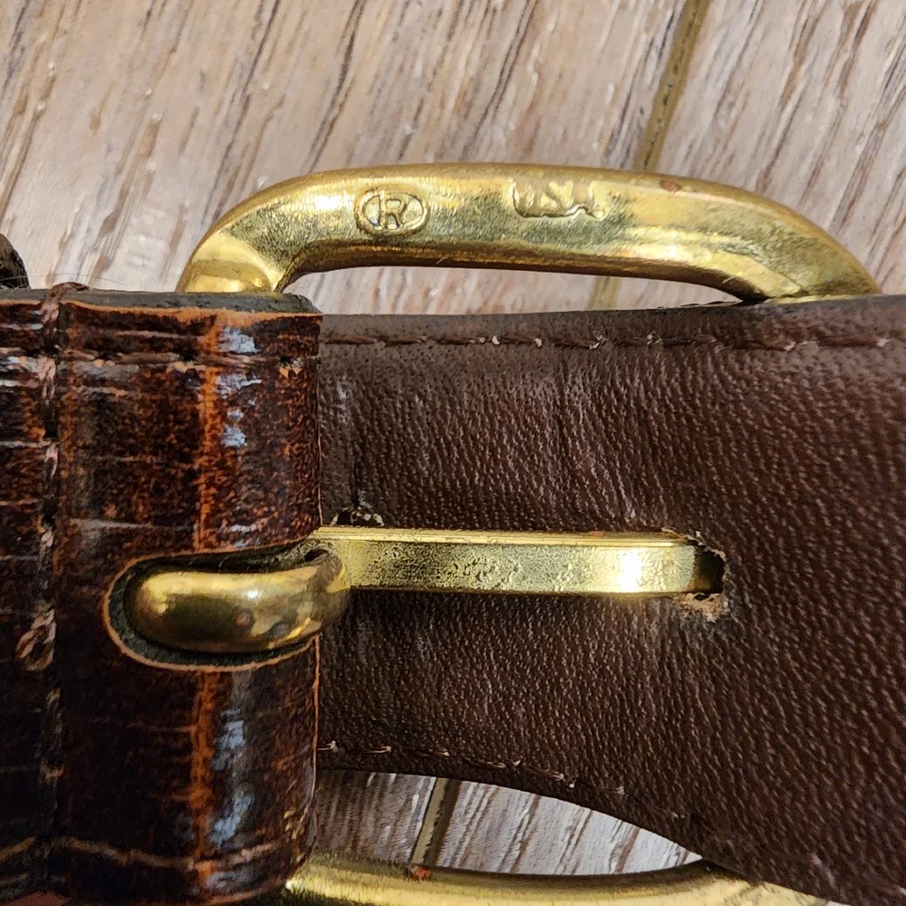 Men's Brown Belt Full Grain Leather Handcrafted USA Solid Brass Buckle size 30